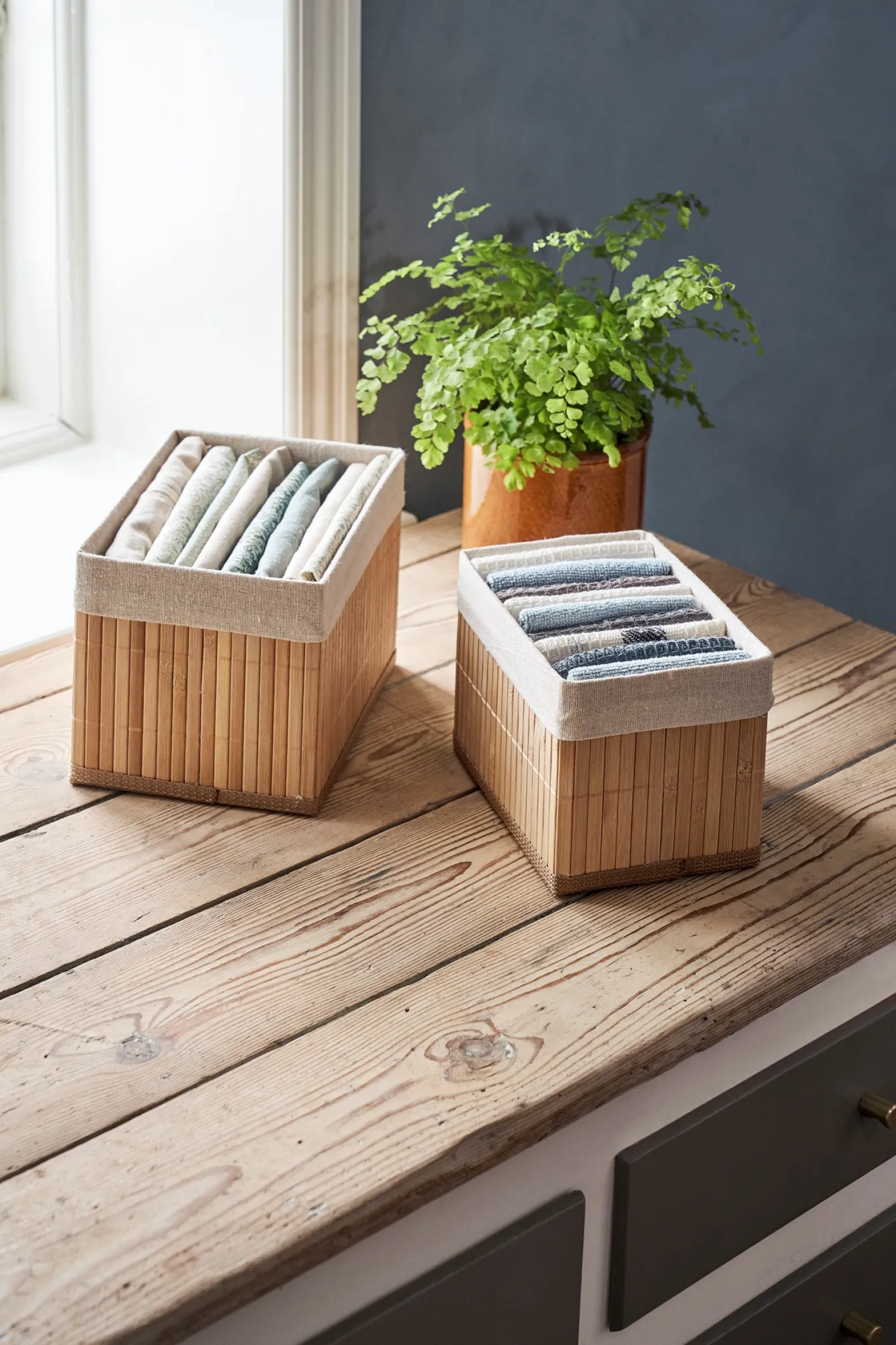 Gefütterter Aufbewahrungskorb