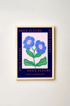 Poster Deux Fleurs Dunkelblau A4