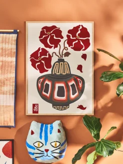 Poster Ukiyo Vase Flower Greige 50 X 70