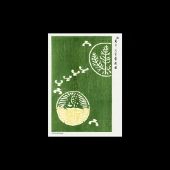 Poster Woodblock Print Green A3