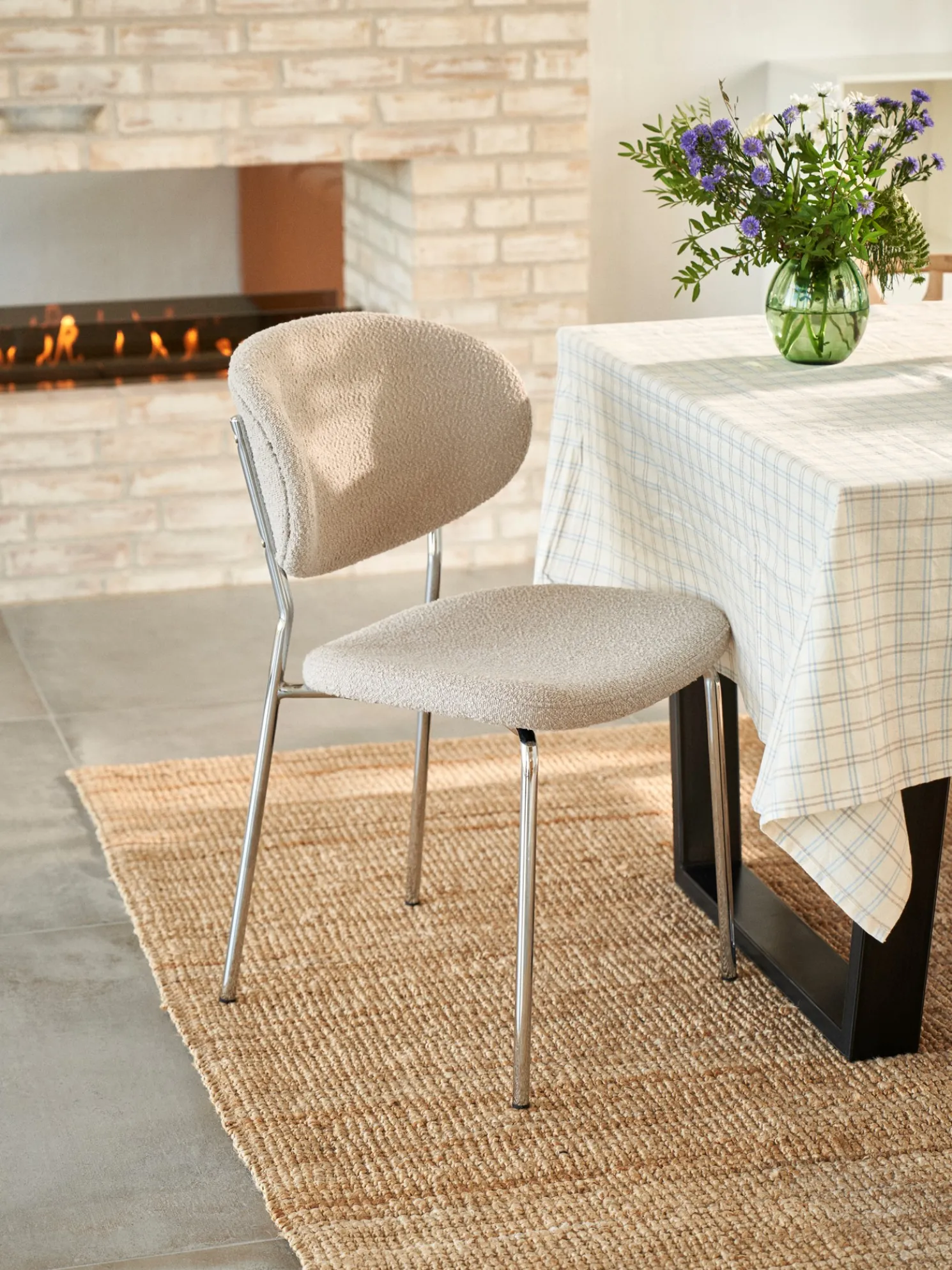 Stuhl Mit Bouclé-Stoff