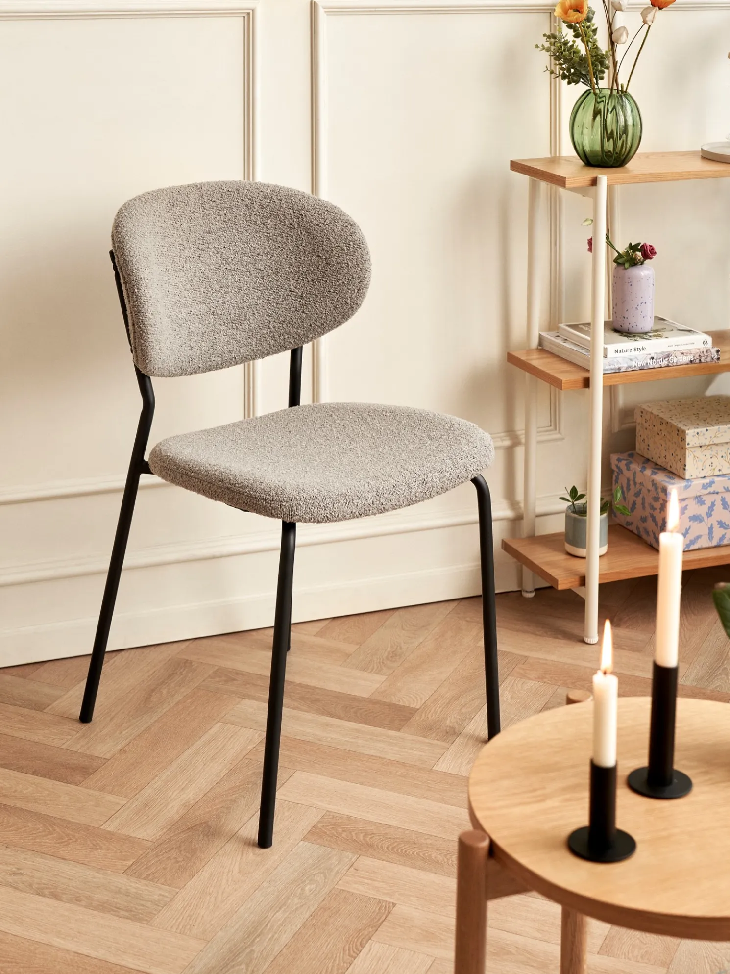 Stuhl Mit Bouclé-Stoff 2er-Pack